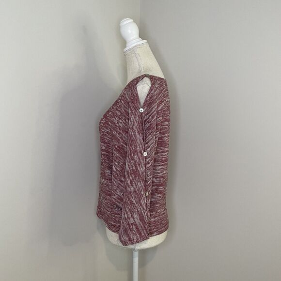 Postmark Anthropologie Malu Top Spacedye Cold Shoulder Knit Top Sweater Maroon S - Picture 4 of 12